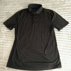 Lululemon Polo Shirt Mens Medium  Gray Short Sleeve Performance Golf M